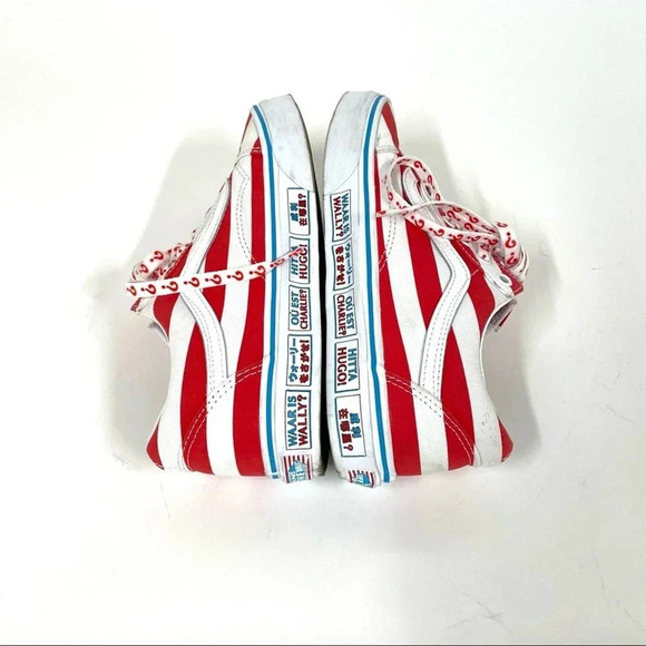 Vans x Where’s Waldo ? Red White Old Skool Textile Low Top Size 5.5 - Picture 10 of 10